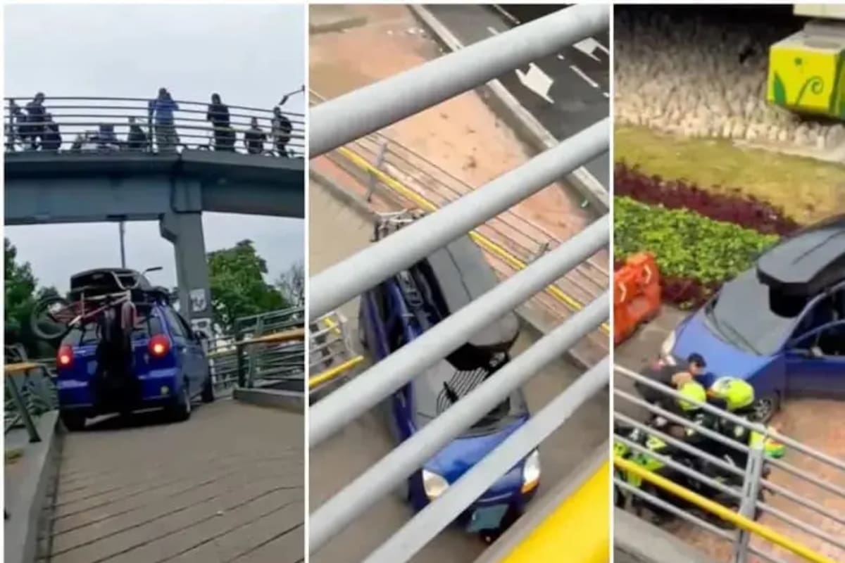 La costosa multa que le impondrán a conductor que intentó meter su carro por un puente peatonal en Bogotá. | Foto: Tomada de El Colombiano.