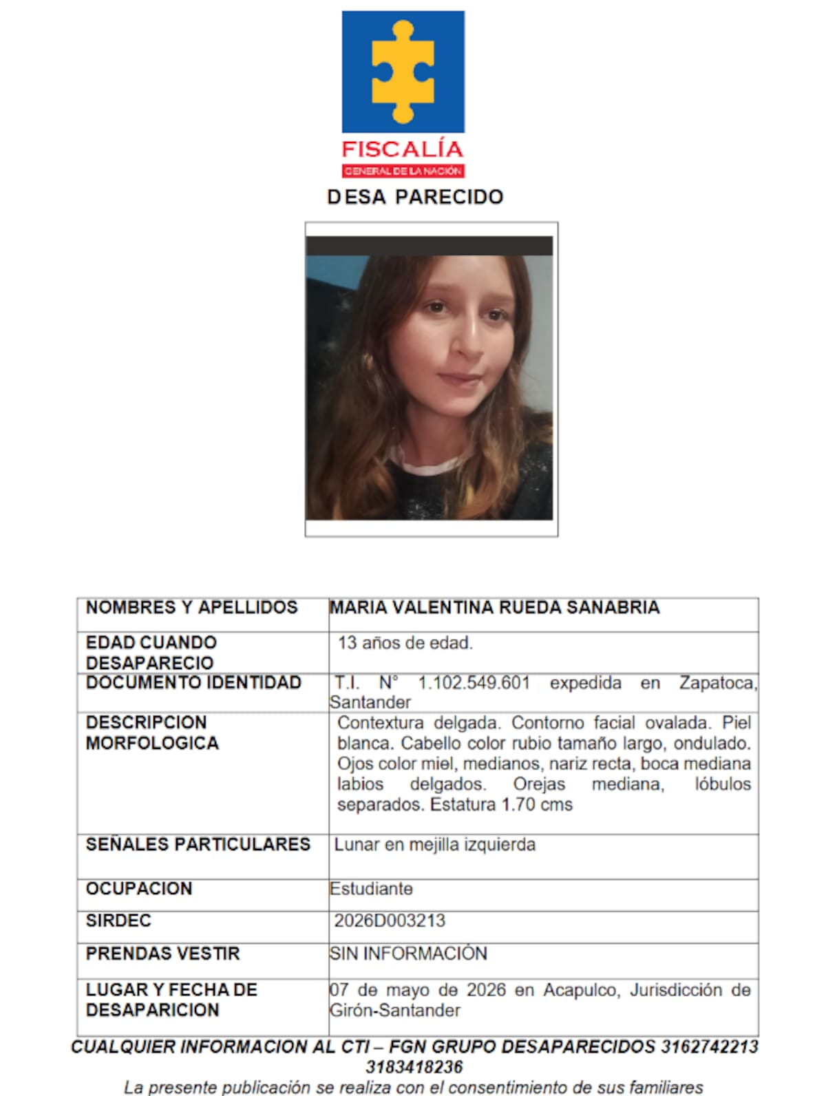 La familia de la menor había interpuesto la denuncia por desaparición ante la Fiscalía.