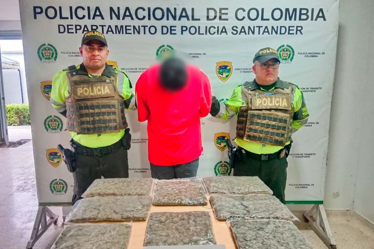 La Policía incautó más de 4.000 dosis de marihuana durante un control en vías de Santander.
