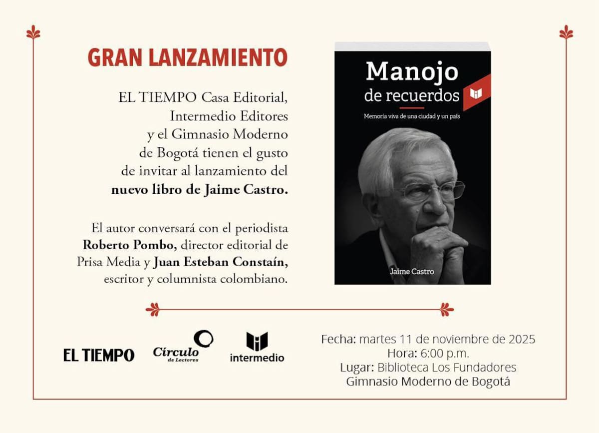 Publicidad del lanzamiento del libro con las memorias de Jaime Castro, exalcalde de Bogotá.