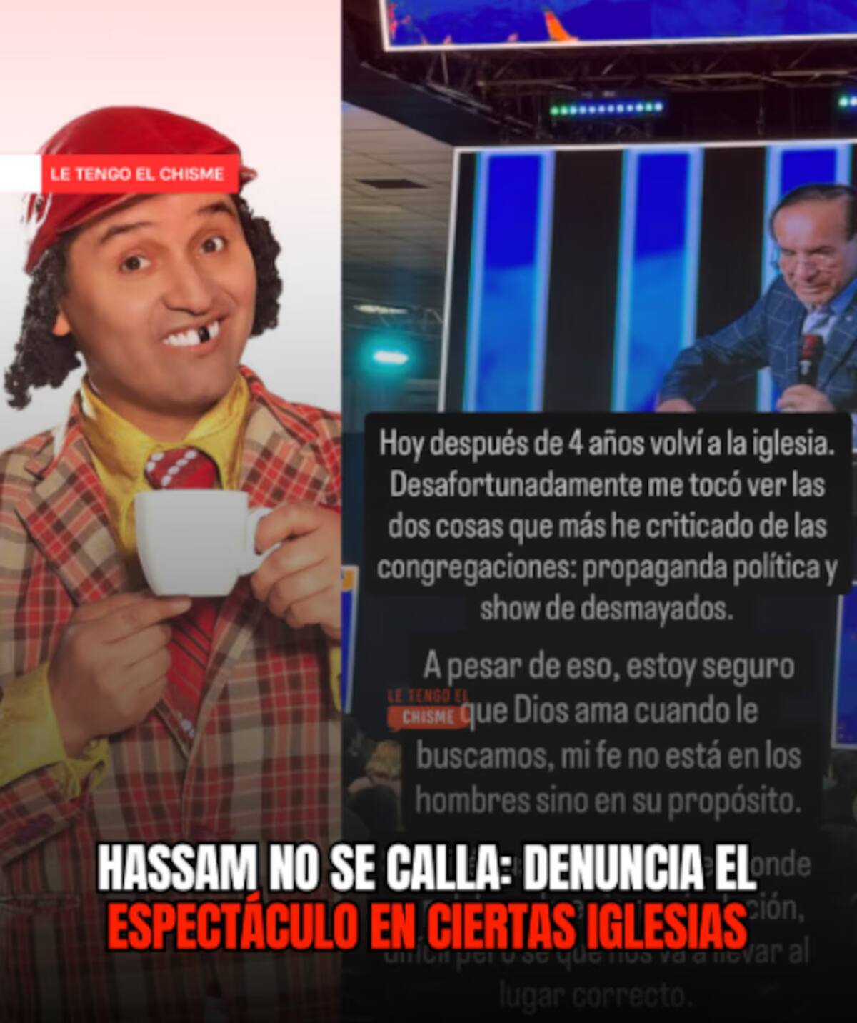 Las duras críticas de Hassam tras volver a la iglesia que desataron debate en redes. Foto suministrada/VANGUARDIA