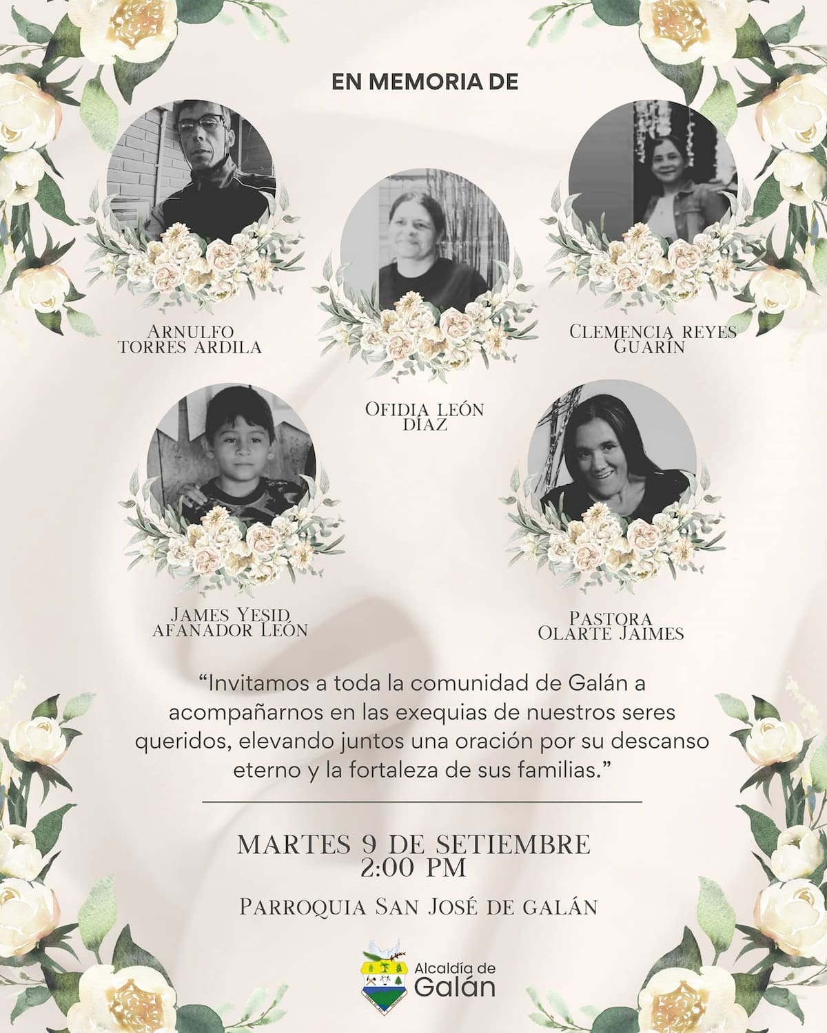 Las víctimas residían en el municipio de Galán.