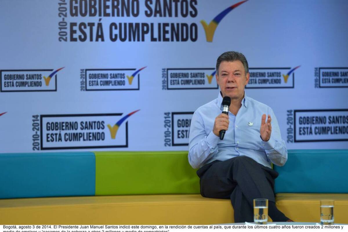 El Presidente señaló que su Gobierno cumplió con la meta de aumentar el empleo para los colombianos, también destacó que dos millones y medio de ciudadanos salieron de la pobreza y se garantizó la educación gratuita para niños y jóvenes de Colombia. (Foto: Colprensa / VANGUARDIA LIBERAL)