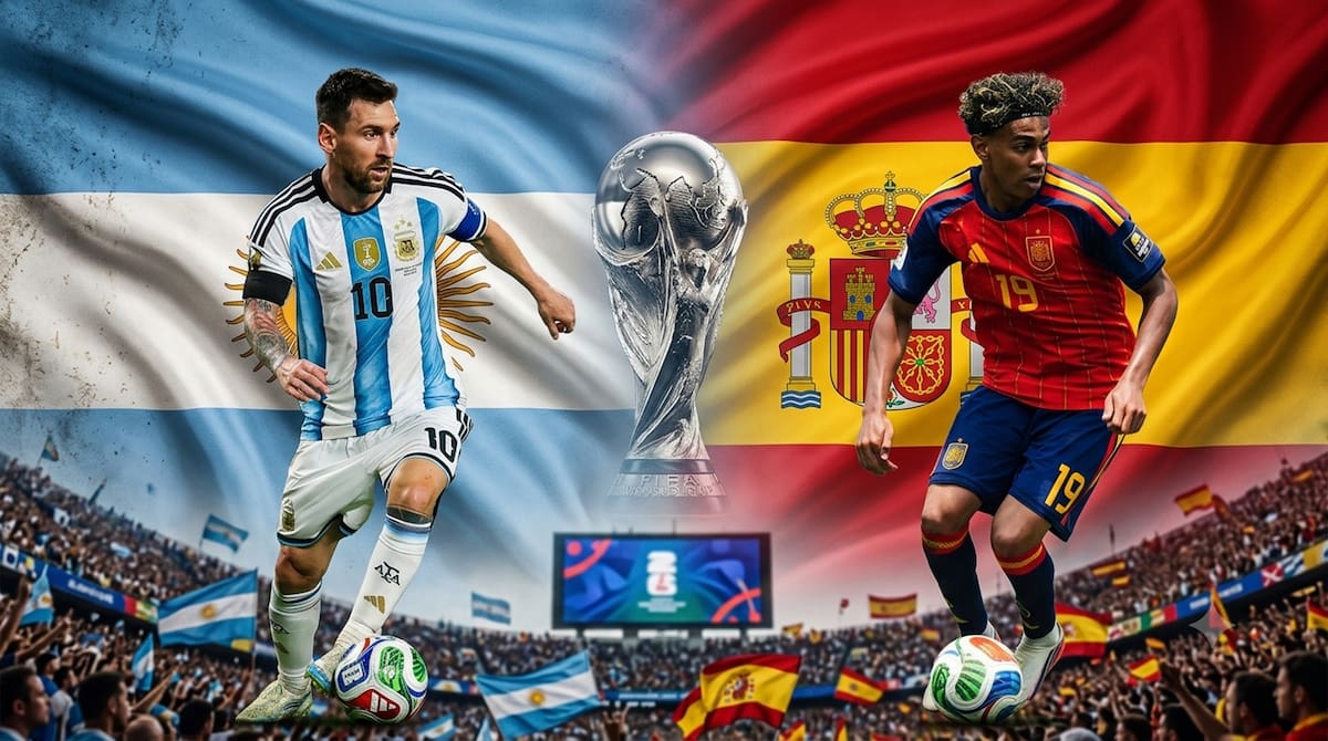 Leo Messi líder indiscutible de la Selección Argentina se enfrentará en la final del Mundial 2026 contra España y como figura representativa el joven Lamine Yamal quien juega en el Barcelona.