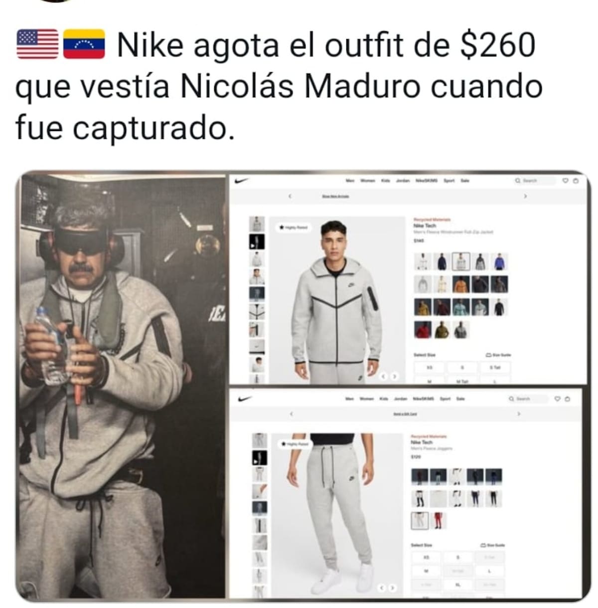 Capturan a Nicolás Maduro y la ropa que portaba se convierte en tendencia mundial.