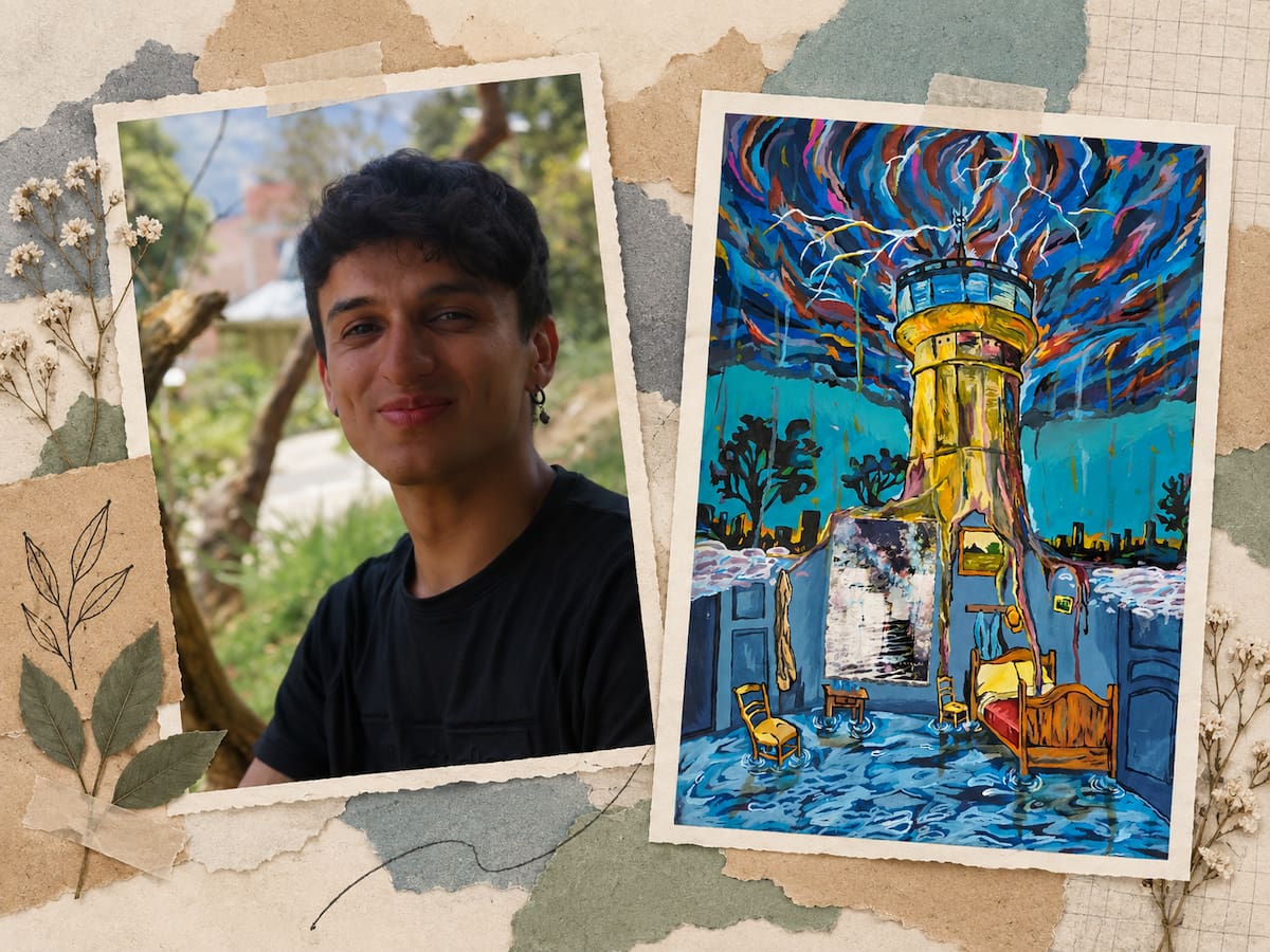 Los jóvenes artistas de los Premios Aurora II, estudiantes de Artes Plásticas de la UIS, presentan algunas de las obras con las que participan en esta segunda edición. Foto suministrada/VANGUARDIA