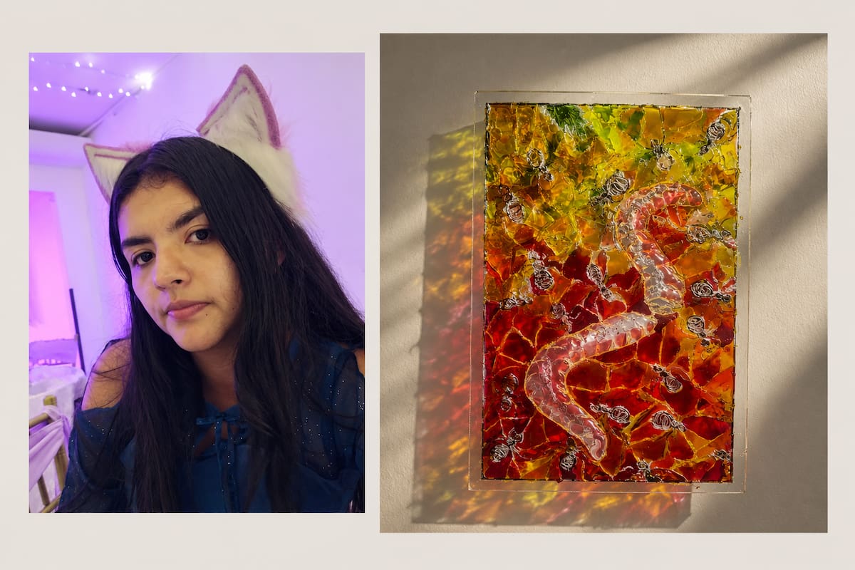 Los jóvenes artistas de los Premios Aurora II, estudiantes de Artes Plásticas de la UIS, presentan algunas de las obras con las que participan en esta segunda edición. Foto suministrada/VANGUARDIA