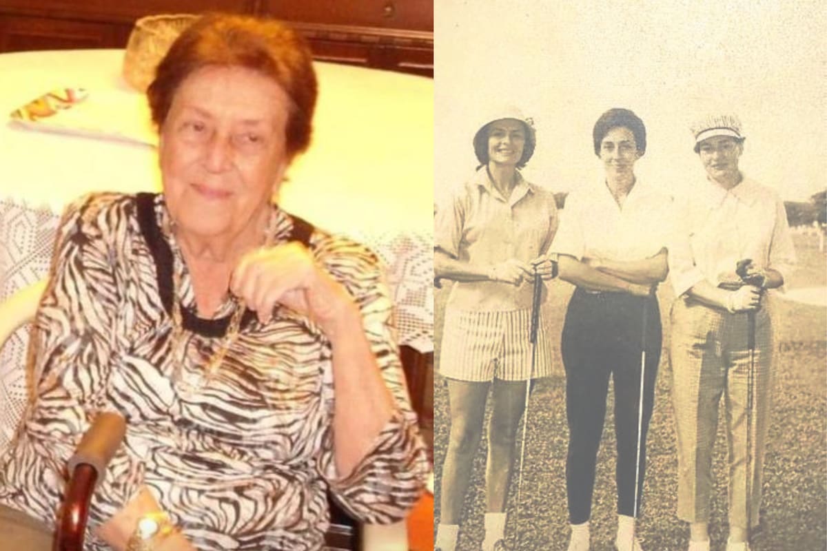 Lucila Paillié Ordóñez en sus años más recientes, a la izquierda y jugando golf en el Club Campestre de Bucaramanga, 1958, a la derecha. Foto suministrada/vANGUARDIA