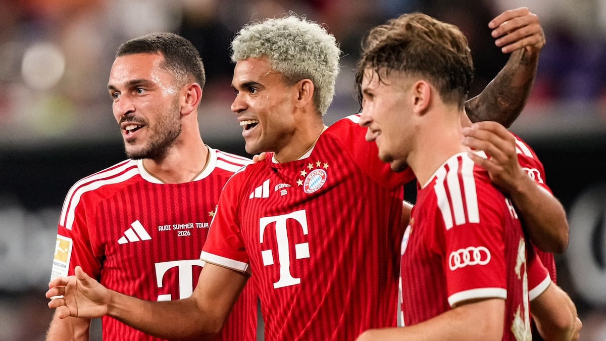 Luis Díaz reapareció con gol en el Bayern Múnich, en partido amistoso contra Aston Villa. Foto: Bayern Múnich.