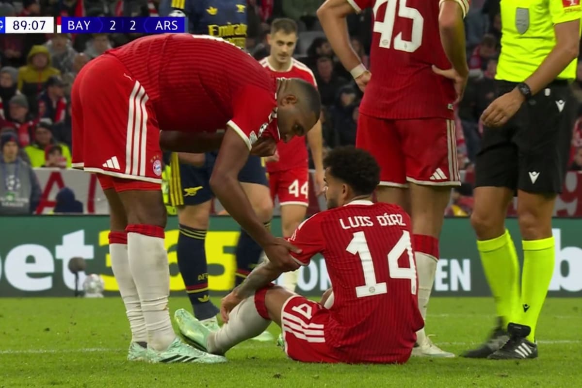 El colombiano fue sustituido en el minuto 89 del partido que el Bayern empató 2-2 con Arsenal, por la tercera fecha de la Champions. /FOTO: Captura de Pantalla.