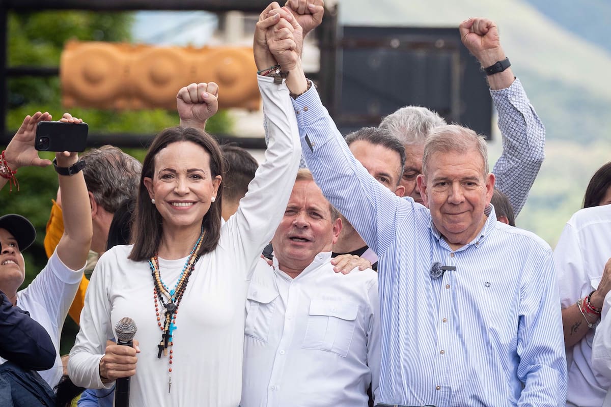 Fotografía de archivo de los líderes opositores venezolanos María Corina Machado y Edmundo González Urrutia. EFE/ Ronald Peña R.