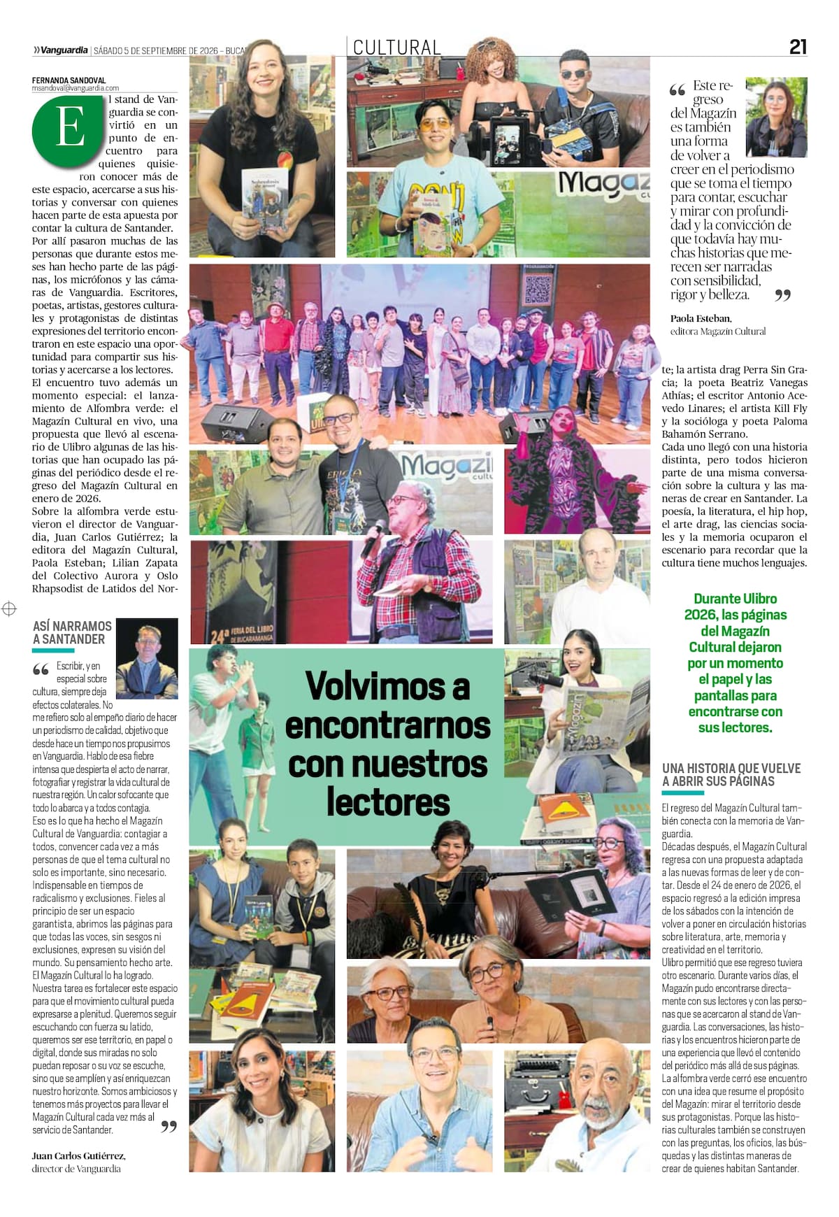 Edición impresa del Magazín Cultural /VANGUARDIA