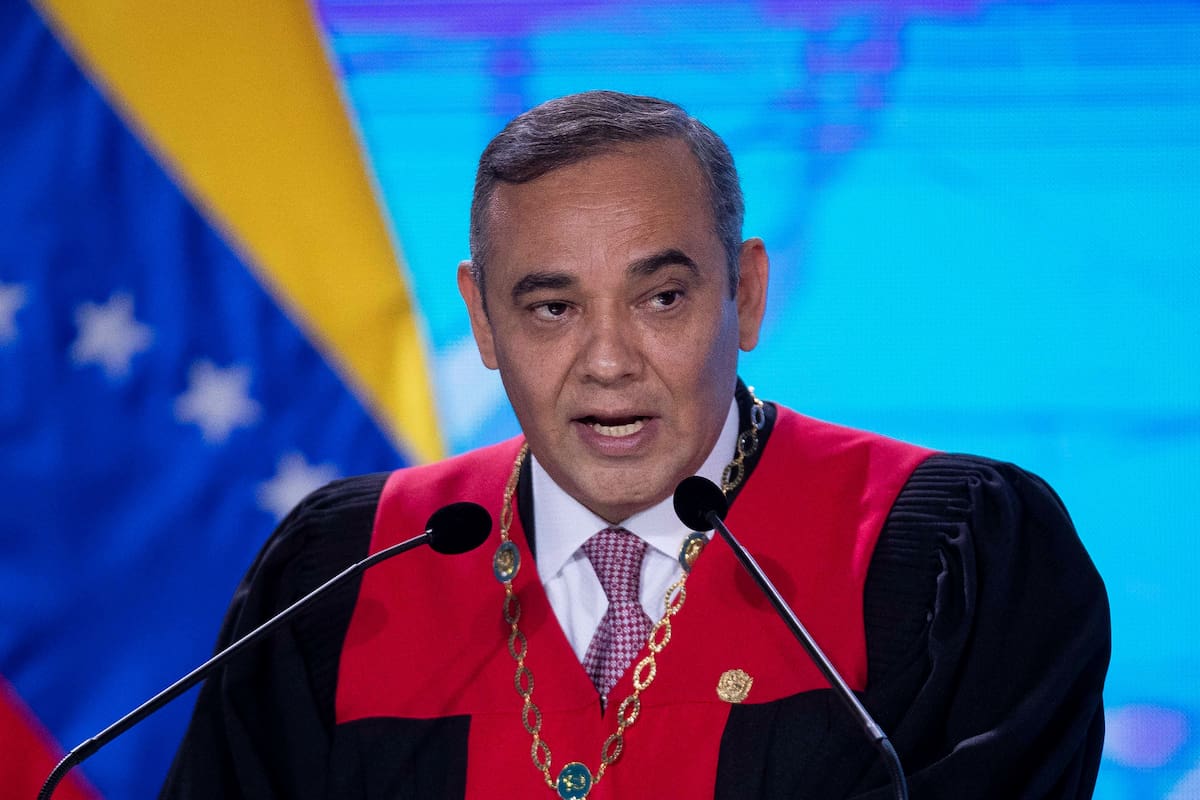 Maikel Moreno, presidente del Tribunal Supremo de Justicia (TSJ), habla durante la apertura del Año Judicial (TSJ) en Caracas (Venezuela). EFE/ Rayner Peña