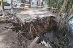 El hueco del malecón de San Gil sigue creciendo y aumenta el riesgo sobre la vía nacional