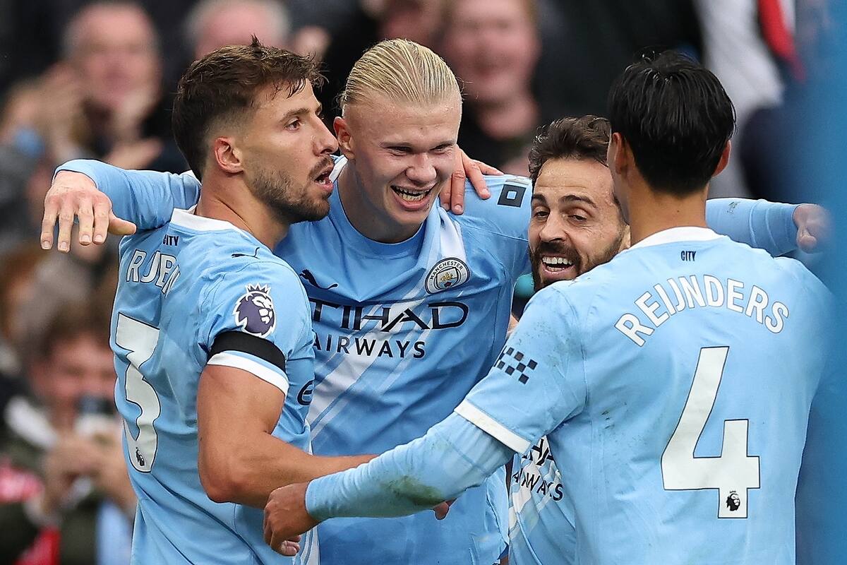 Erling Haaland fue el protagonista en la goleada de Manchester City sobre United en la Premier League. //Foto, EFE: ADAM VAUGHAN