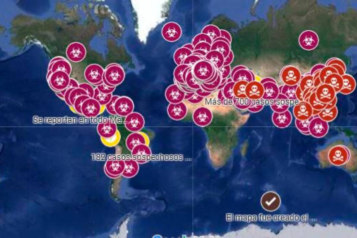 El mapa actualizado de Google que registra los casos confirmados de coronavirus en el mundo
