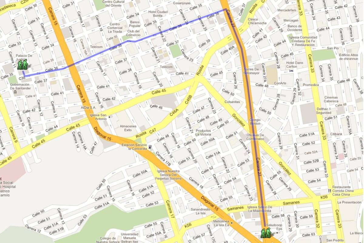 Recorrido de la marcha por la defensa de Santurbán