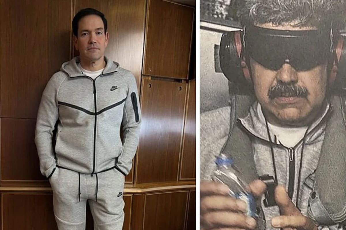 Marco Rubio niega que su foto con el traje deportivo gris de Nike sea un mensaje para el capturado Nicolás Maduro. “Es un buen traje, me gusta”, afirmó entre risas. La imagen se viralizó luego de que la Casa Blanca la compartiera en redes.