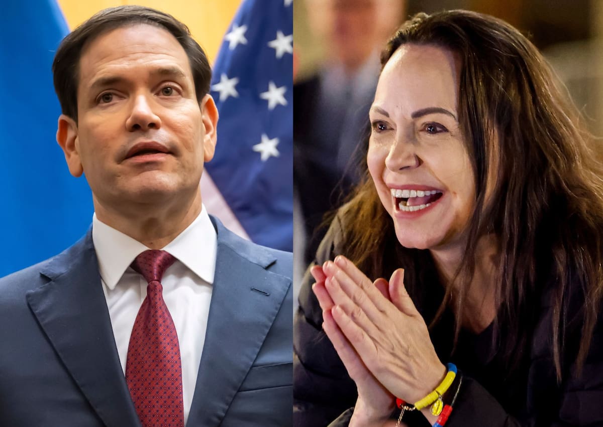 El secretario de Estado de EE. UU., Marco Rubio y la Nobel de Paz 2025, María Corina Machado. //Imagen creada con fotos de EFE.