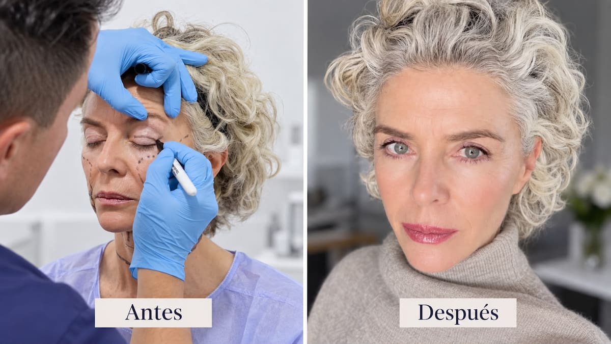 Imagen tomada de redes sociales en la que se observa el antes y después del procedimiento estético de Margarita Rosa de Francisco.