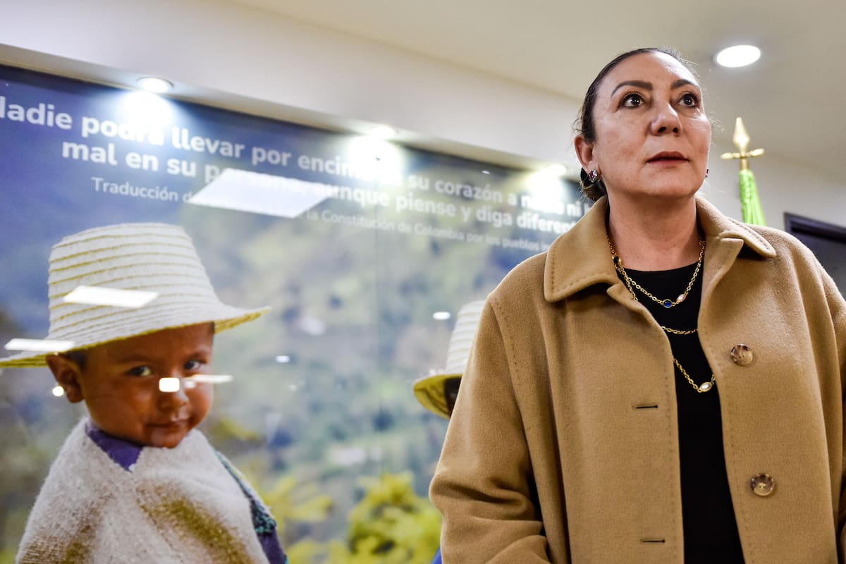 Bogotá. Agosto 12 de 2026. La nueva directora del Instituto Colombiano de Bienestar Familiar (ICBF), María Carolina Restrepo, ofrece una rueda de prensa en la que entrega declaraciones sobre la situación generada por el terremoto que afectó al occidente del país. // (Colprensa - Cristian Bayona). En la foto: Maria Carolina Restrepo.