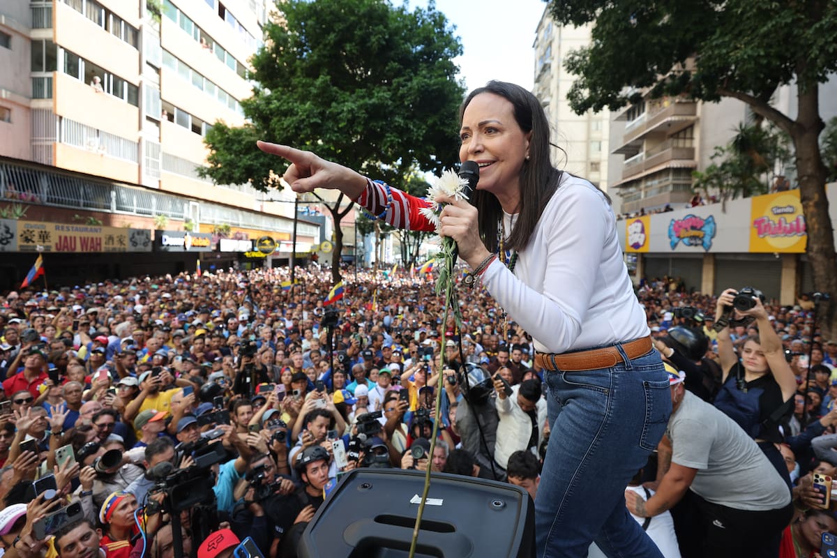 María Corina Machado en una manifestación en Caracas.//Foto: EFE