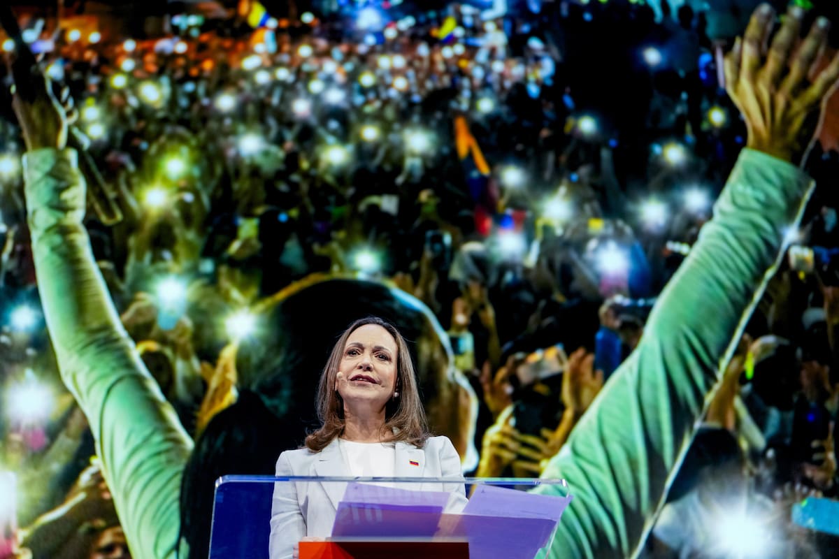 La líder de la oposición venezolana y premio Nobel de la Paz, María Corina Machado, asiste al Foro de la Libertad de Oslo en Oslo, Noruega, el 2 de junio de 2026. El foro se celebra del 1 al 3 de junio de 2026. (Noruega).