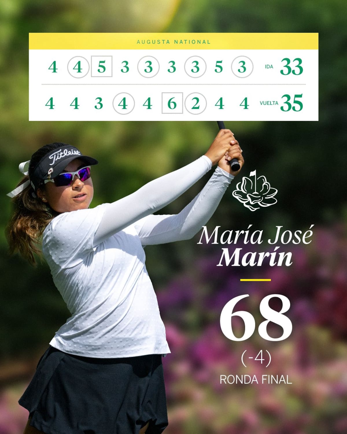 María José Marín es la campeona del Augusta National Women's Amateur 2026. Foto: @anwagolf