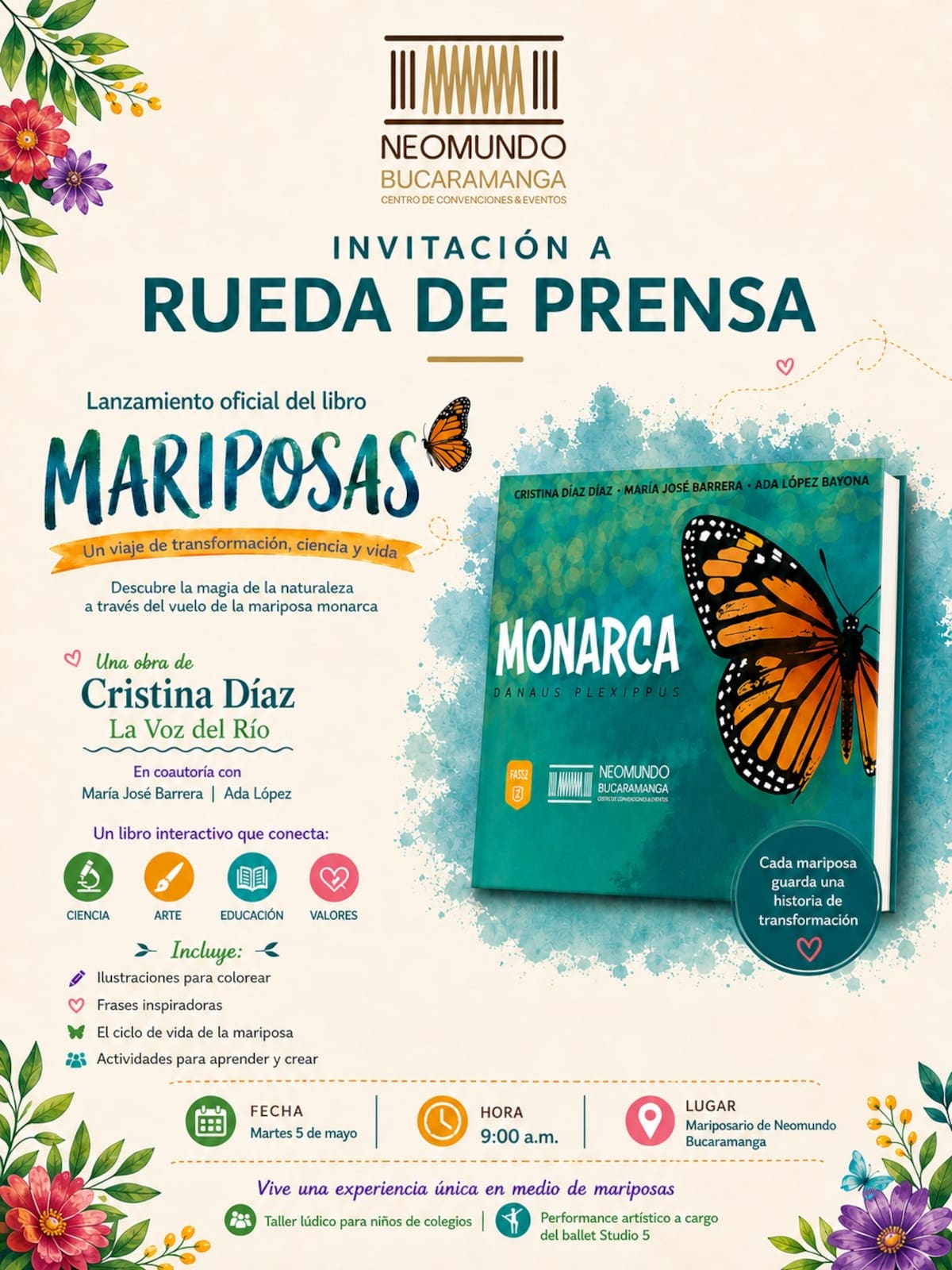 El centro de divulgación científica Neomundo continúa ampliando su apuesta cultural y educativa con el lanzamiento del libro Mariposas, una obra que invita a explorar la naturaleza a través del fascinante mundo de la mariposa monarca.