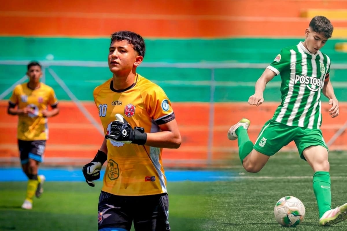 Matías Hernández y Eduardo Luquerna, los santandereanos que fueron llamados a la selección Colombia Sub-15. Foto: Estudiantil y Atlético Nacional.