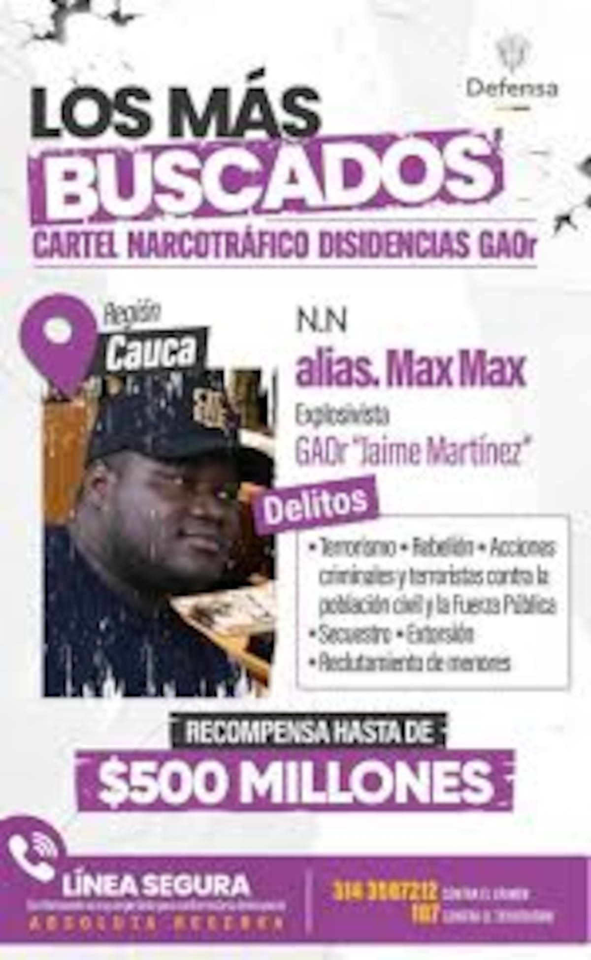 La operación militar contra alias 'Max Max' se desarrolló en zona rural de Jamundí, Valle del Cauca. El Gobierno lo relacionó con varios atentados registrados en el suroccidente del país.