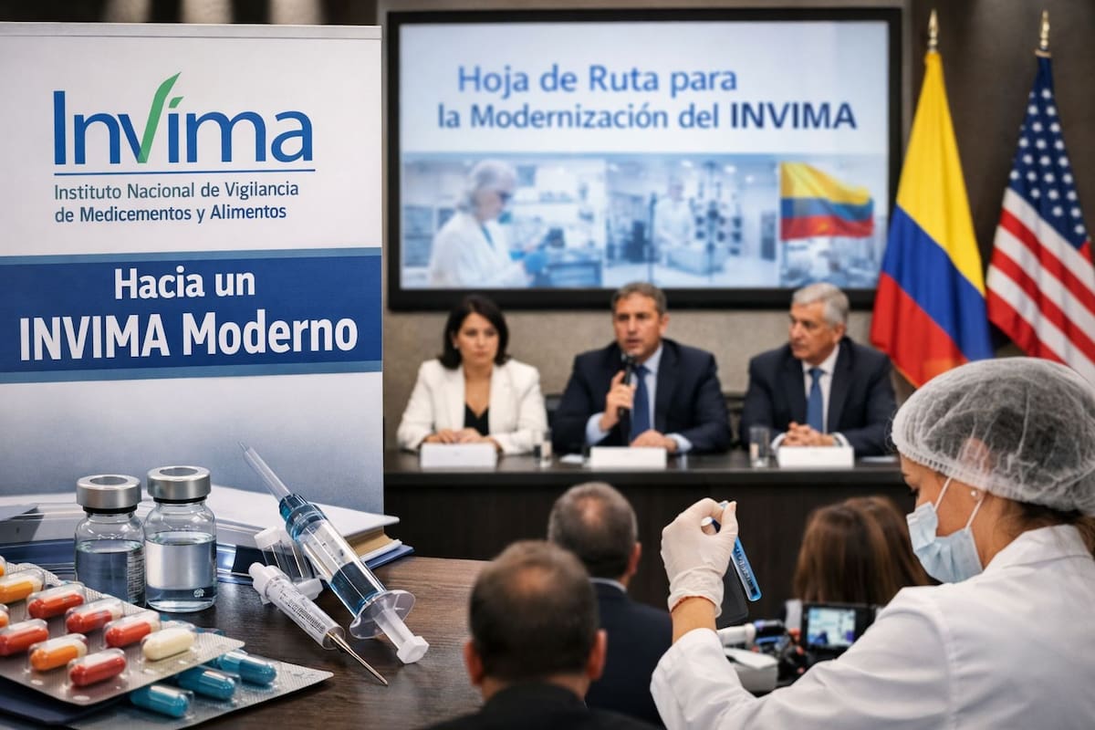 Representantes del sector farmacéutico y empresarial presentaron en Bogotá una hoja de ruta para modernizar el Invima, con el objetivo de reducir los tiempos de aprobación de medicamentos y facilitar el acceso oportuno a terapias innovadoras en Colombia.
Foto tomada de: IA