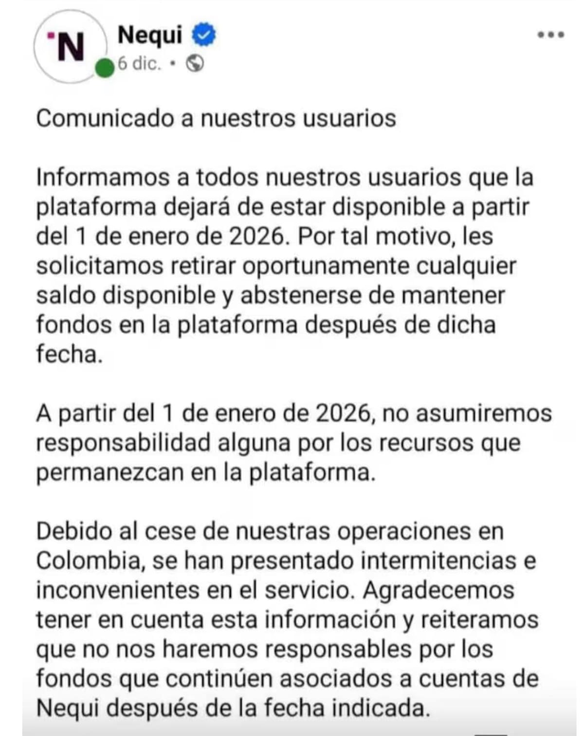 Mensaje falso de Nequi. Foto: Redes Sociales