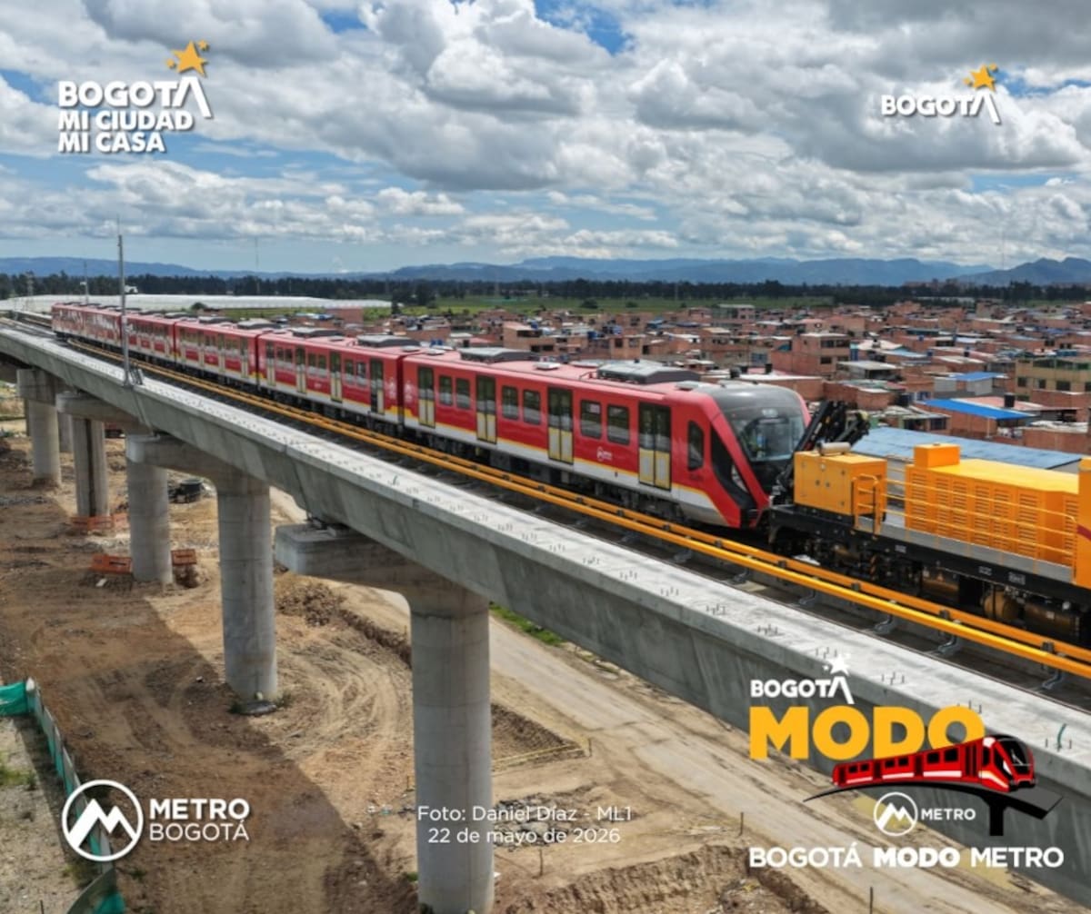 El Metro de Bogotá completó su primera prueba autónoma y energizada sobre el viaducto de la Línea 1. Foto: Daniel Díaz