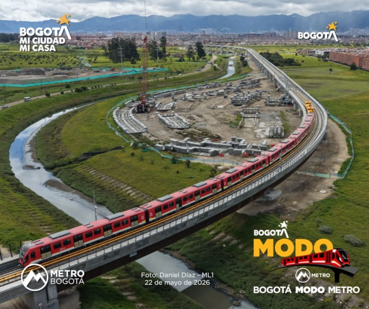 El Metro de Bogotá completó su primera prueba autónoma y energizada sobre el viaducto de la Línea 1. Foto: Daniel Díaz