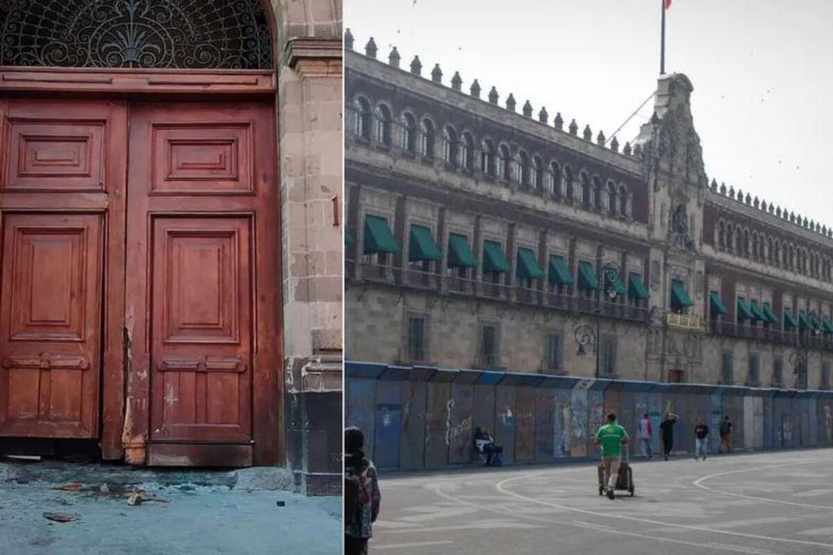La puerta ubicada en la calle moneda, se suma a la lista de los agravios de los que el edificio gubernamental ha sido blanco a lo largo de su historia.. Tomado de redes/ VANGUARDIA