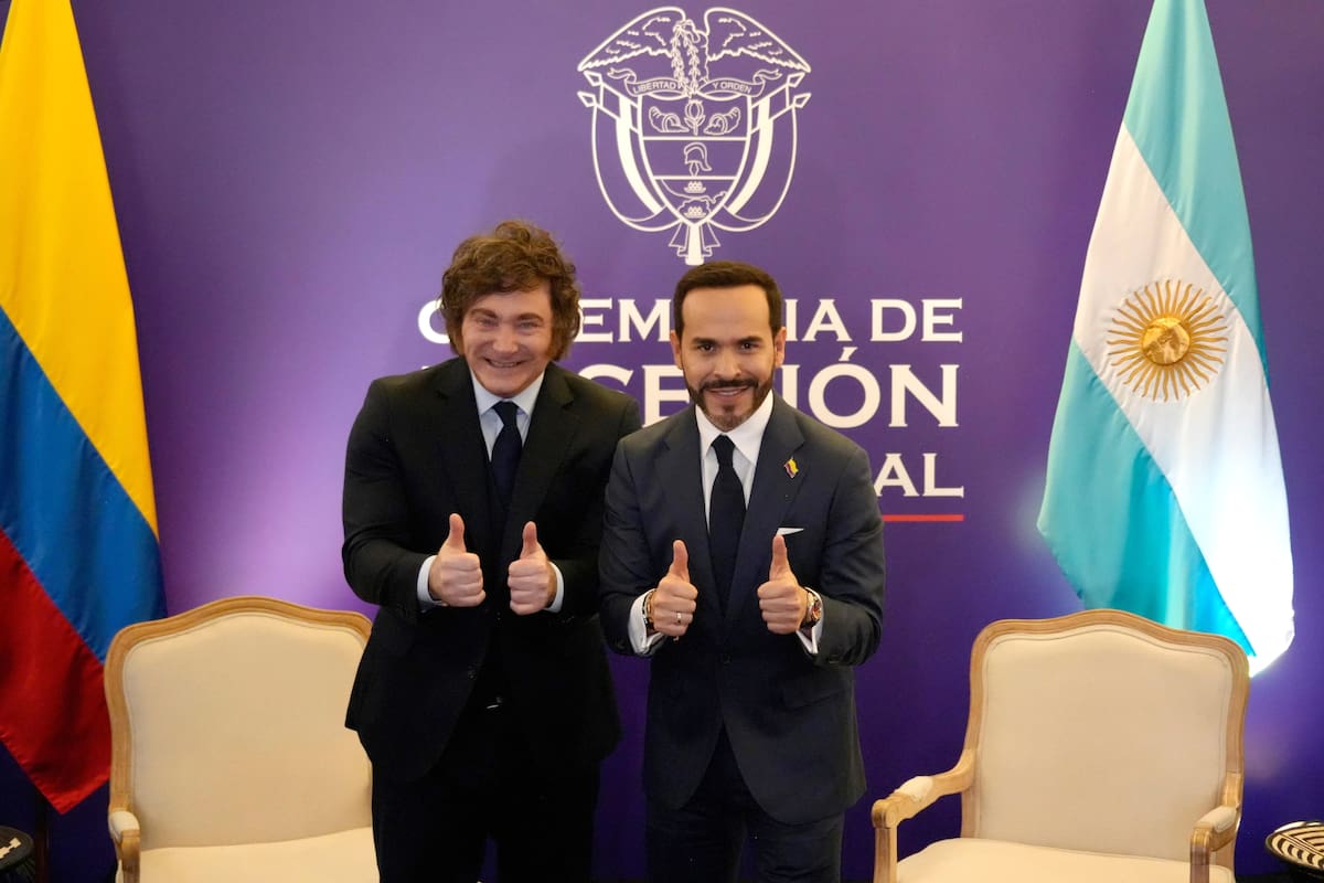 El Presidente de Argentina, Javier Milei junto al presidente electo de Colombia, Abelardo de la Espriella, durante una reunión bilateral este viernes en Cali.
Foto: @OPRArgentina