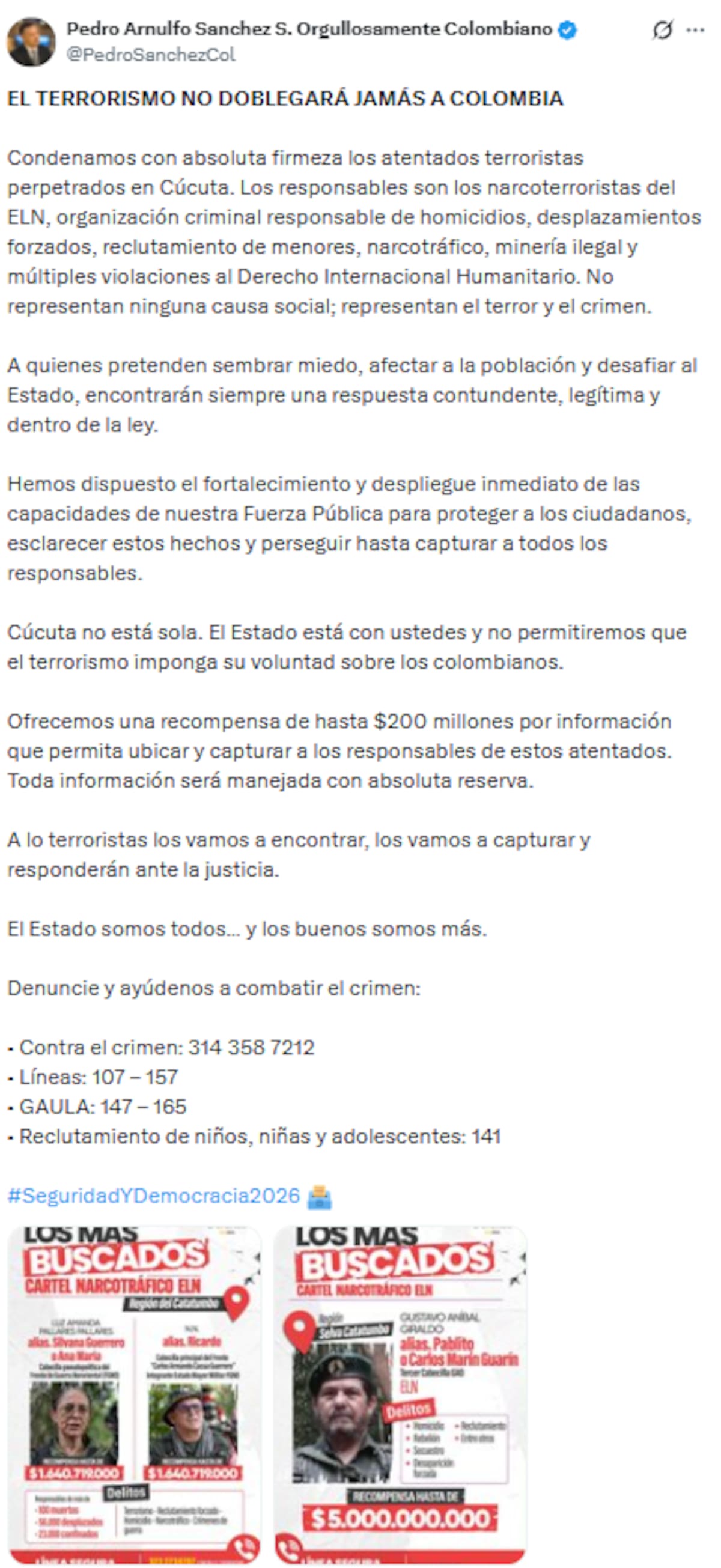Captura de redes sociales (cuenta de X) /VANGUARDIA