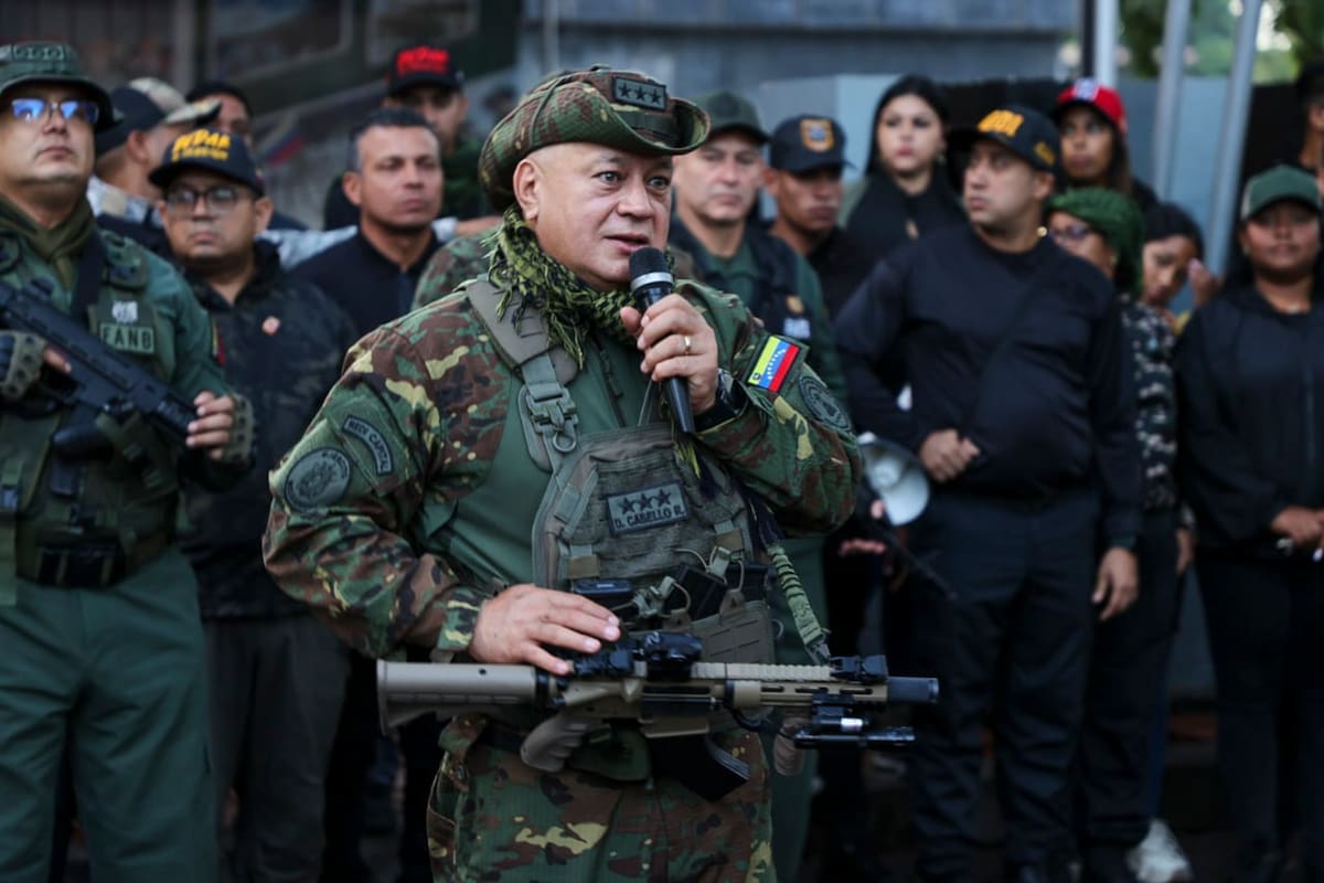 Diosdado Cabello (c), hablando en una actividad en Aragua Venezuela. //EFE - Ministerio de Interior, Justicia y Paz.
