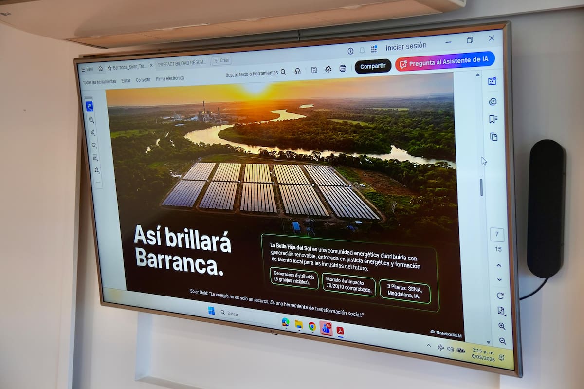 Pie de foto: El Ministerio de Minas y Energía anunció en Barrancabermeja el desarrollo de la granja solar “La Bella Hija del Sol”, proyecto que busca convertir a la ciudad en referente nacional de comunidades energéticas.
Suministrada/Vanguardia