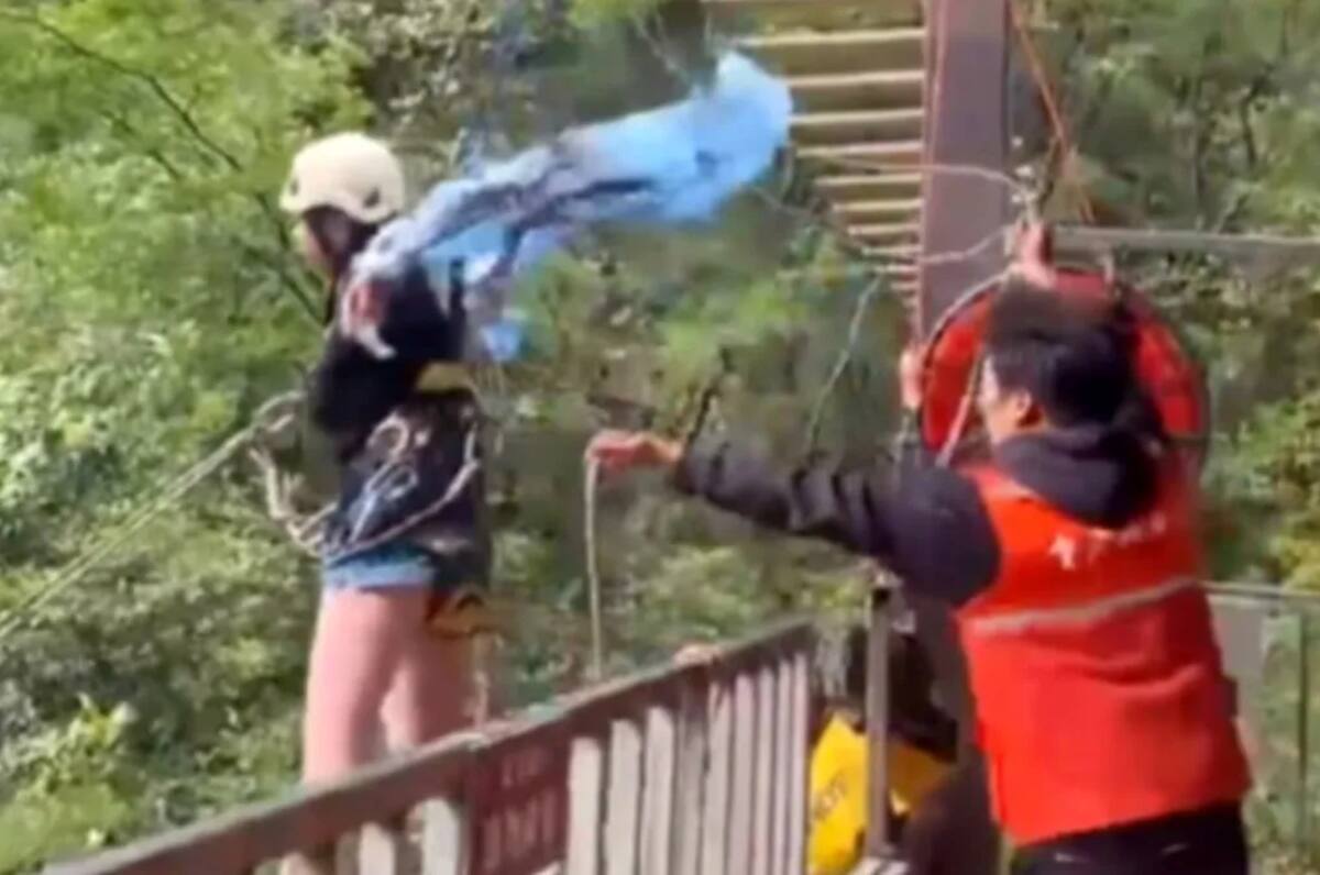 El video del accidente mostró que la cuerda de seguridad se rompió, provocando la caída de la joven sobre un acantilado rocoso.