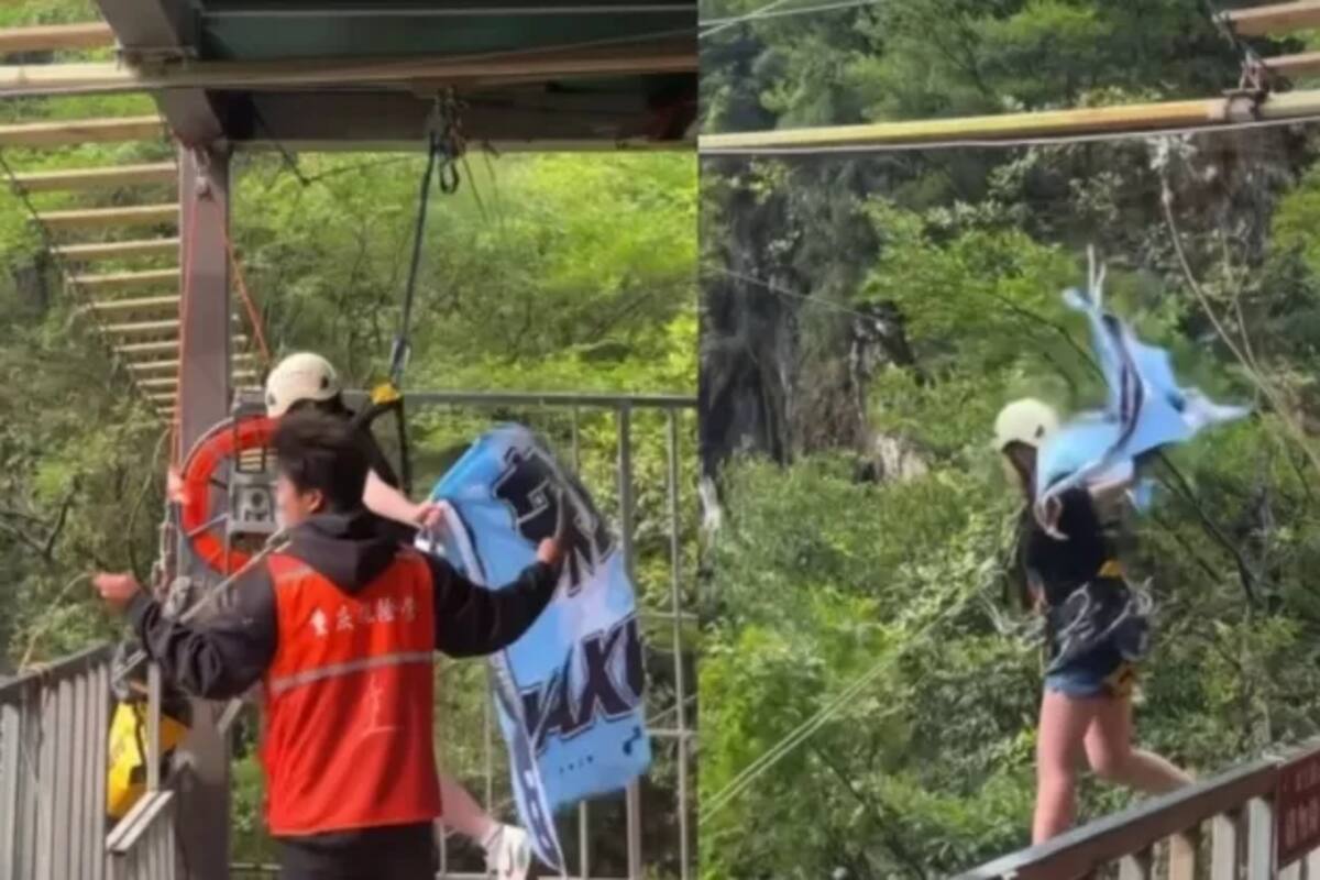 Turista murió tras caer al vacío en parque extremo de China.
