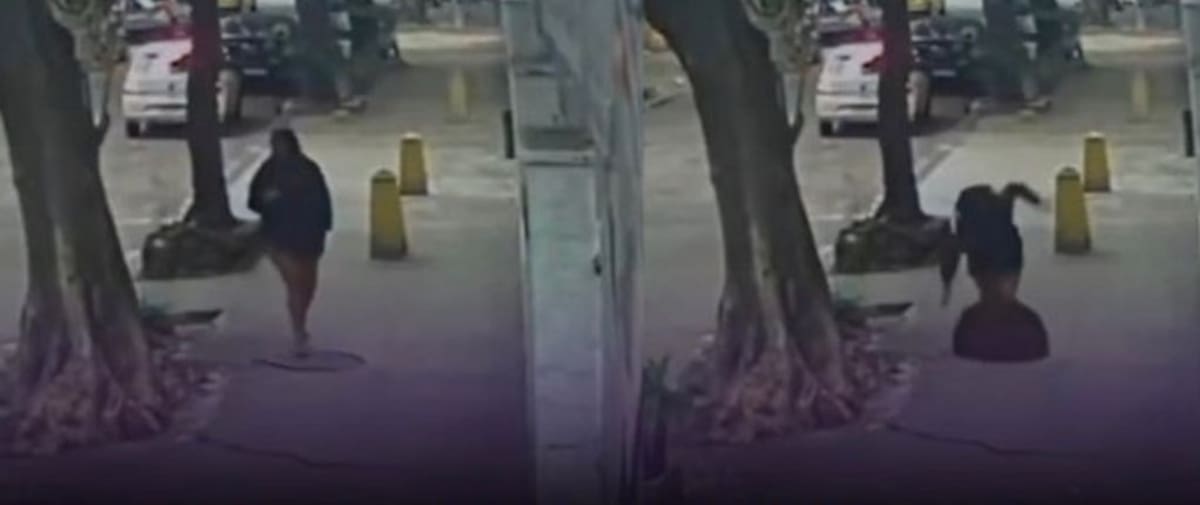 Una mujer cayó a una alcantarilla en el sureste de Brasil tras ceder una tapa metálica. La víctima quedó atrapada por unos minutos dentro de la coladera hasta que la comunidad la auxilió. Sufrió heridas leves.