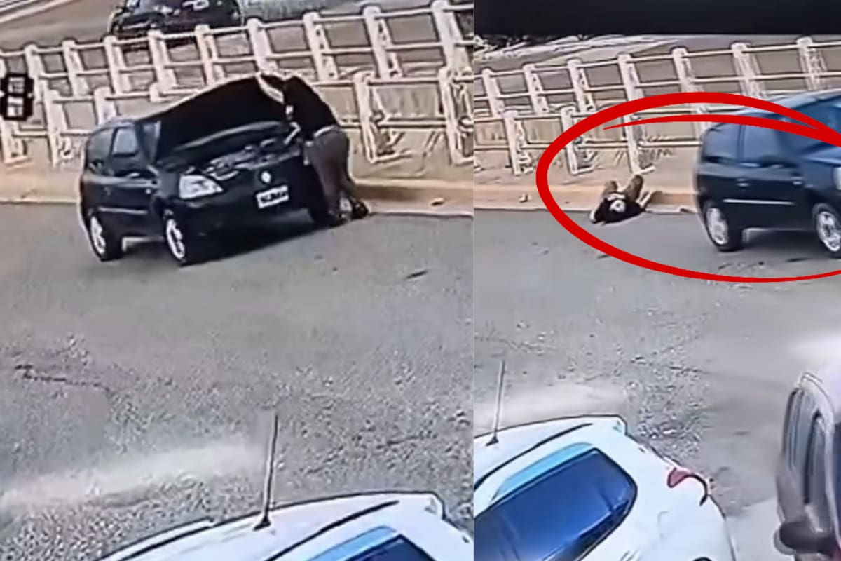Fue una simple revisión mecánica que terminó en un angustiante accidente para la mujer. Imagen tomada de // Captura video de X.