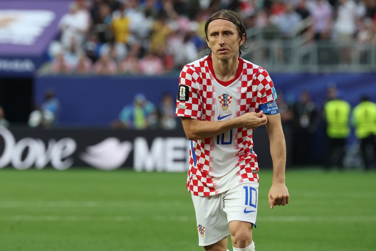 GR6273. FILADELFIA (ESTADOS UNIDOS), 27/06/2026.- Luka Modric de Croacia reacciona este sábado, en un partido del grupo L del Mundial de la FIFA 2026 entre Croacia y Ghana en el estadio Lincoln Financial Field de Filadelfia (Estados Unidos). EFE/ David Toro