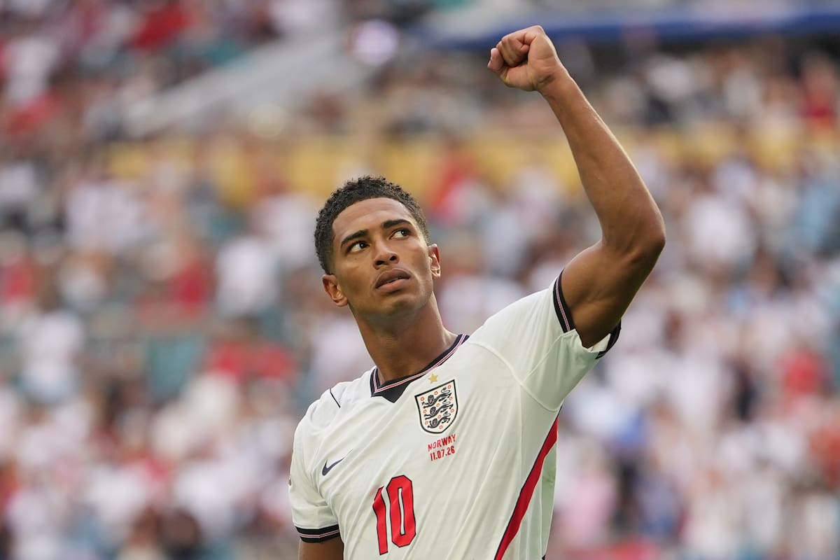 FOTODELDÍA GR6026. MIAMI (ESTADOS UNIDOS), 11/07/2026.- Jude Bellingham de Inglaterra celebra un gol este sábado, en un partido de cuartos de final del Mundial de la FIFA 2026 entre Noruega e Inglaterra en el estadio Hard Rock en Miami (Estados Unidos). EFE/ Alberto Boal