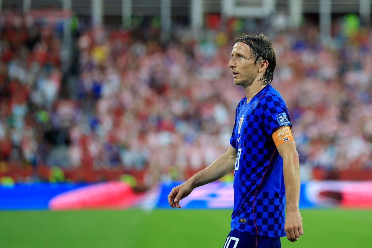 Luka Modric de Croacia reacciona este jueves, en un partido del Mundial de la FIFA 2026 entre Portugal y Croacia en el estadio BMO en Toronto (Canadá). EFE/ Bienvenido Velasco