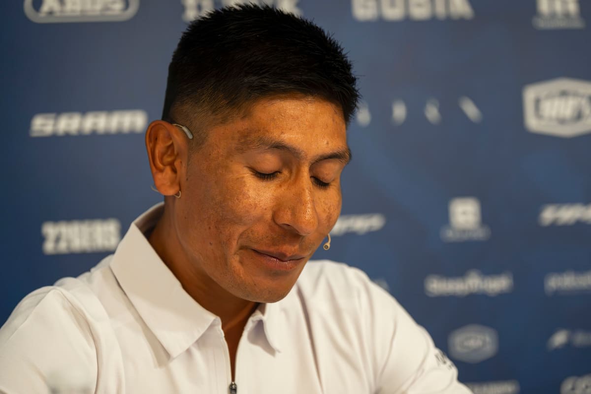 El ciclista colombiano Nairo Quintana, del equipo Movistar, de 36 años, ha anunciado este domingo que se retirará. EFE/Siu Wu