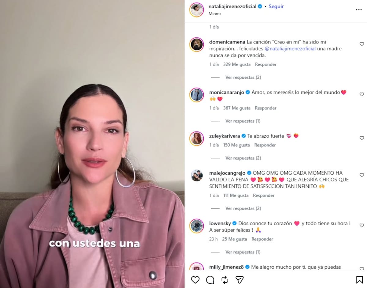 En un video publicado en Instagram, Natalia Jiménez contó el resultado del proceso legal. Sus seguidores reaccionaron con mensajes de respaldo y muestras de cariño. Captura de video // Ig: nataliajimenezoficial.