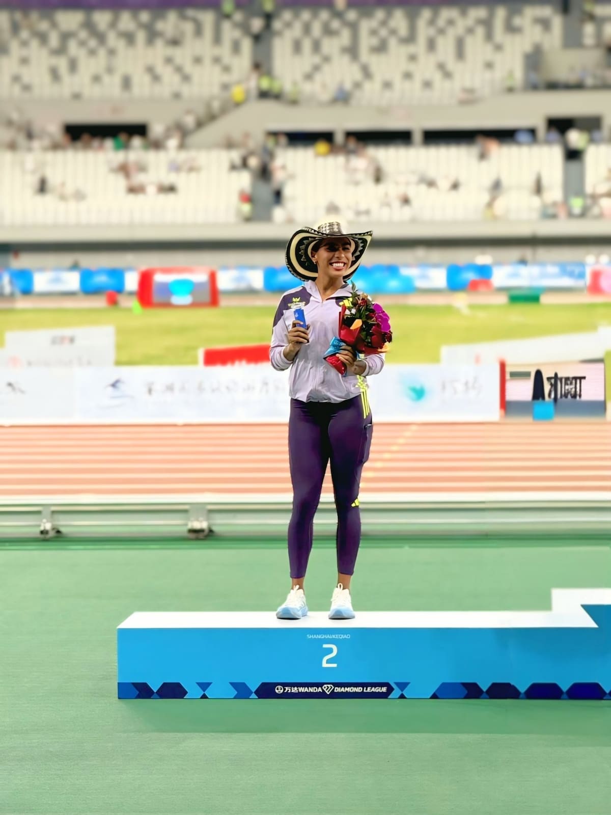 Natalia Linares brilló en la Liga de Diamante de Shanghái y, con un salto de 6,78 m, obtuvo el segundo lugar en salto largo. Foto: Ministerio del Deporte